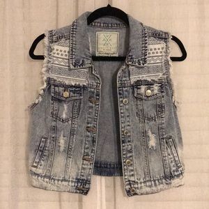 Distressed Denim Crop Vest